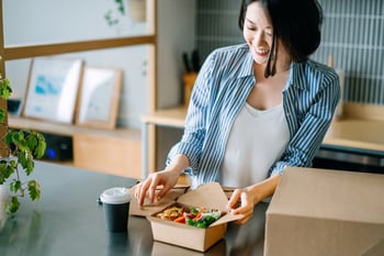 Enjoying Food from Recycled Paper Box